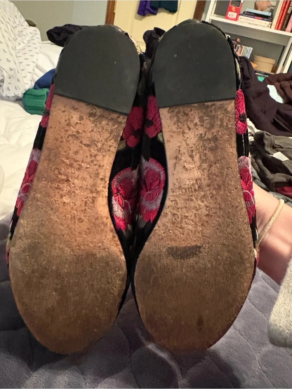 kate spade Black Velvet Floral Embroidered Loafers